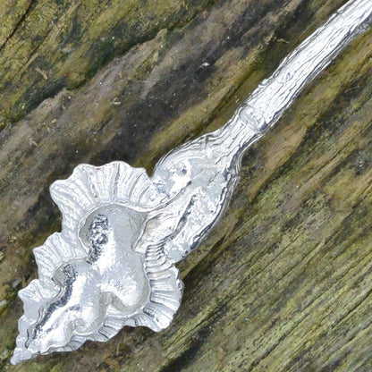 Honey Dipper With Shell, Handcast, In Fine Pewter, By William Sturt