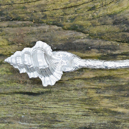 Honey Dipper With Shell, Handcast, In Fine Pewter, By William Sturt