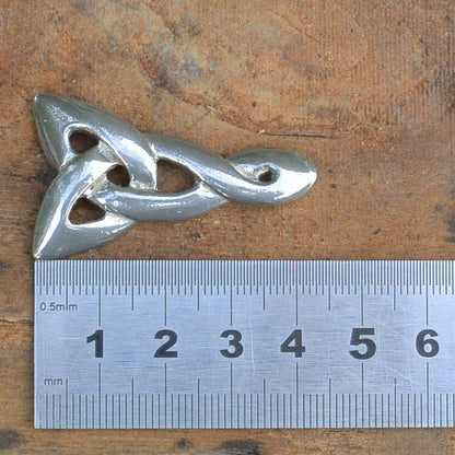 Celtic Knot Brooch (Triangular Love Knot), Handcast Pewter, Polished Finish