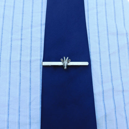 Goat Head Tie Clip (Smaller), Handcast Pewter Tie Clip, Polished Finish