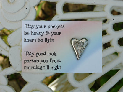 Lucky Four Leaf Clover, Good Luck Pocket Token, Handmade in Finest Pewter, by William Sturt