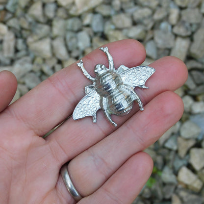 Bee Scarf Ring, Handcast Pewter, Polished Finish