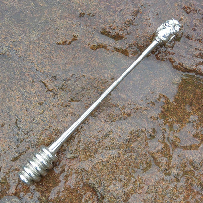Owl Honey Dipper, Handcast, In Finest Pewter, By William Sturt