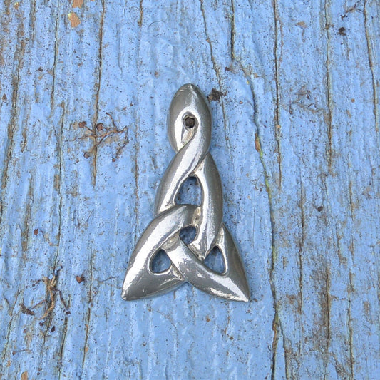 Celtic Knot Brooch (Triangular Love Knot), Handcast Pewter, Polished Finish