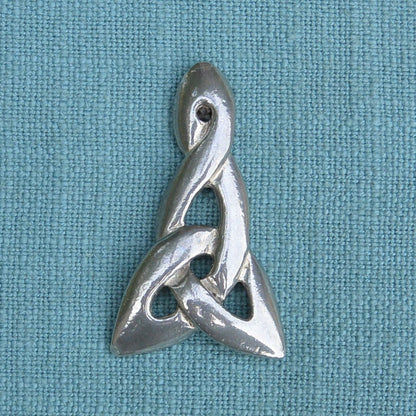 Celtic Knot Brooch (Triangular Love Knot), Handcast Pewter, Polished Finish
