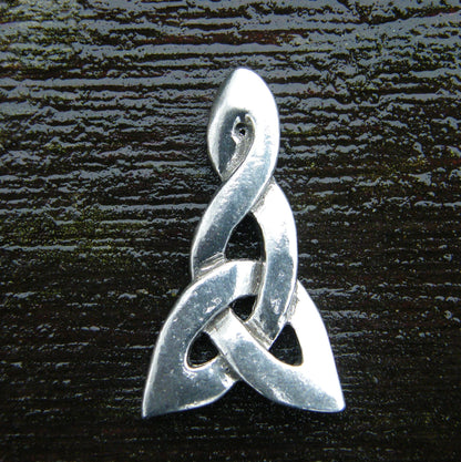 Celtic Knot Brooch (Triangular Love Knot), Handcast Pewter, Polished Finish