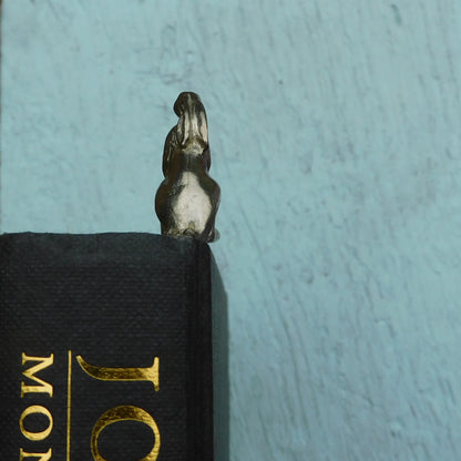 Moon Gazing Hare Book Mark, Hare Gifts, Handcast in Fine Pewter by William Sturt