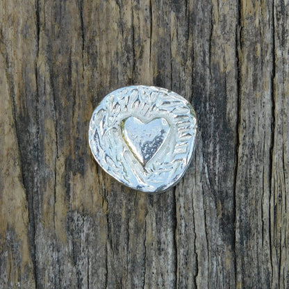 Ich Liebe Dich, German Love Message With Heart Pocket Token, Hand Cast by William Sturt