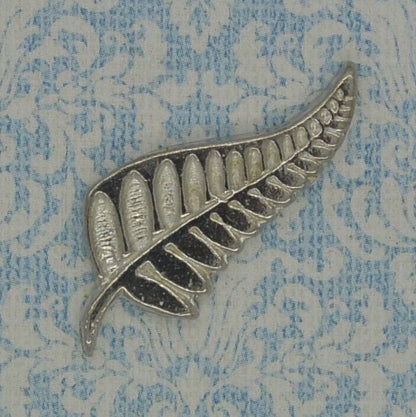 Silver Fern Brooch, Handcast Pewter, Polished Finish