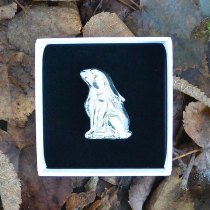 Moon Gazing Hare, Figurine, Good Luck Hare, Handmade, in Fine Pewter,, by William Sturt