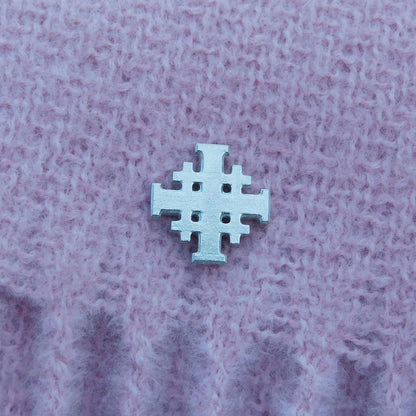 Jerusalem Cross Lapel Pin, Five Fold Cross Lapel Pin, Religious Lapel Pin, Handmade in Finest Pewter, by William Sturt