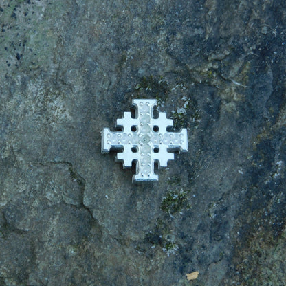 Jerusalem Cross Lapel Pin, Five Fold Cross Lapel Pin, Religious Lapel Pin, Handmade in Finest Pewter, by William Sturt