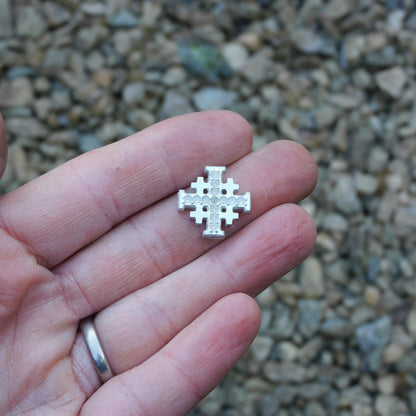 Jerusalem Cross Lapel Pin, Five Fold Cross Lapel Pin, Religious Lapel Pin, Handmade in Finest Pewter, by William Sturt