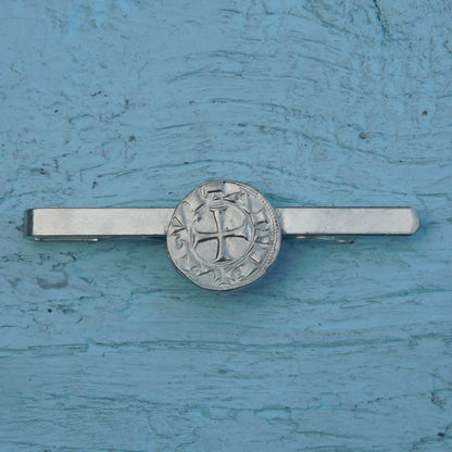 Knights Templar Tie Clip (Coin Design), Handcast Pewter Tie Clip, Polished Finish