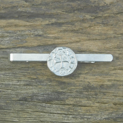 Knights Templar Tie Clip (Coin Design), Handcast Pewter Tie Clip, Polished Finish