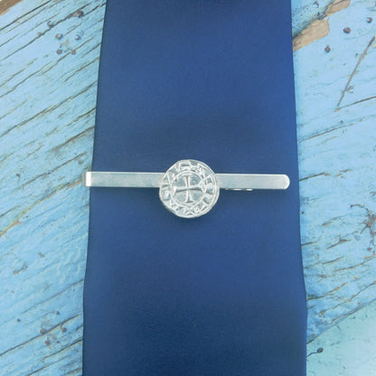Knights Templar Tie Clip (Coin Design), Handcast Pewter Tie Clip, Polished Finish