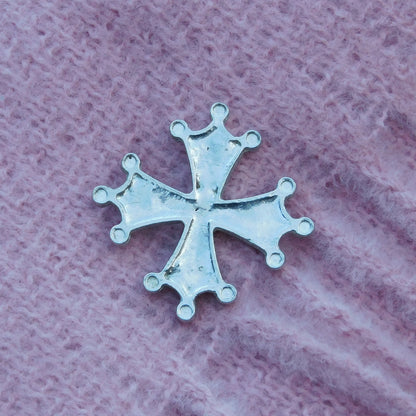 Occitan Cross Brooch, Handcast Pewter, Polished Finish