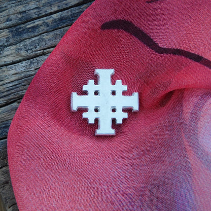 Jerusalem Cross Lapel Pin, Five Fold Cross Lapel Pin, Religious Lapel Pin, Handmade in Finest Pewter, by William Sturt