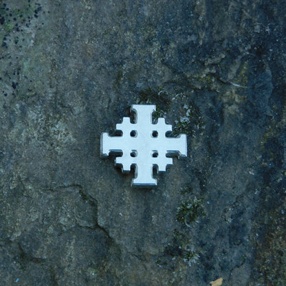 Jerusalem Cross Lapel Pin, Five Fold Cross Lapel Pin, Religious Lapel Pin, Handmade in Finest Pewter, by William Sturt