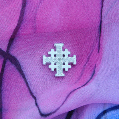 Jerusalem Cross Lapel Pin, Five Fold Cross Lapel Pin, Religious Lapel Pin, Handmade in Finest Pewter, by William Sturt