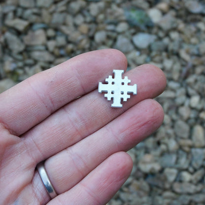 Jerusalem Cross Lapel Pin, Five Fold Cross Lapel Pin, Religious Lapel Pin, Handmade in Finest Pewter, by William Sturt