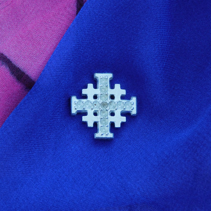 Jerusalem Cross Lapel Pin, Five Fold Cross Lapel Pin, Religious Lapel Pin, Handmade in Finest Pewter, by William Sturt