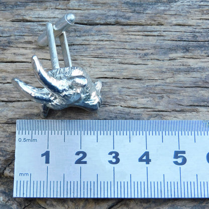 Goat Cufflinks (Larger Design), Handcast Pewter Cufflinks, Polished Finish