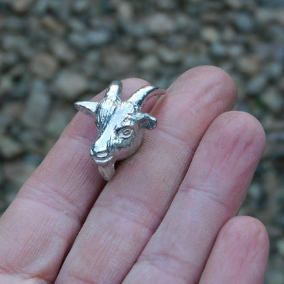 Goat Cufflinks (Larger Design), Handcast Pewter Cufflinks, Polished Finish