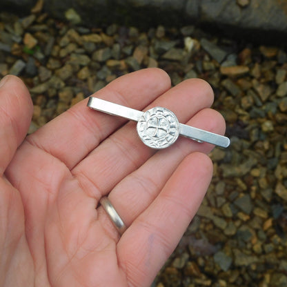 Knights Templar Tie Clip (Coin Design), Handcast Pewter Tie Clip, Polished Finish