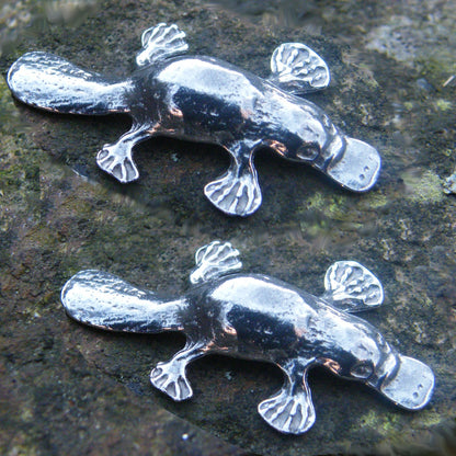 Platypus Cufflinks, Handcast Pewter Cufflinks, Polished Finish