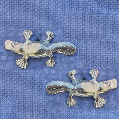 Platypus Cufflinks, Handcast Pewter Cufflinks, Polished Finish