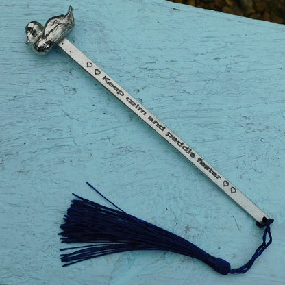 Duck Book Mark Paddle faster, Duck Gifts, Handcast in Fine Pewter by William Sturt