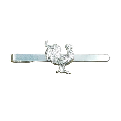 Cockerel Tie Clip, Handcast Pewter Tie Clip, Polished Finish