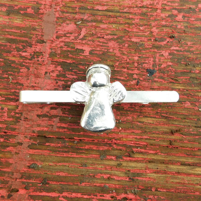 Angel Tie Clip, Handcast Pewter Tie Clip, Polished Finish