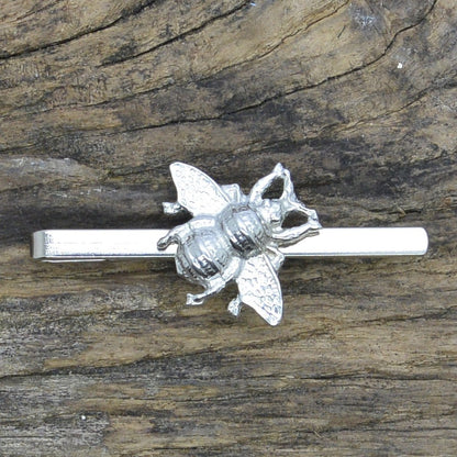 Honey Bee Tie Clip, Handcast Pewter Tie Clip, Polished Finish