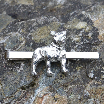 Bulldog Tie Clip, French Bulldog Tie Clip, Handcast Pewter Tie Clip, Polished Finish
