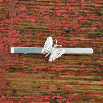 Butterfly Tie Clip, Butterfly Tie Clip, Butterfly Gift, Handcast in Fine Pewter by William Sturt
