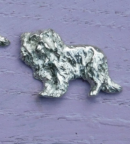 Cavalier King Charles Spaniel Tie Clip, Handcast Pewter Tie Clip, Polished Finish