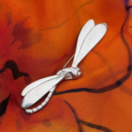 Dragonfly Brooch (Vintage Style), Handcast Pewter, Polished Finish