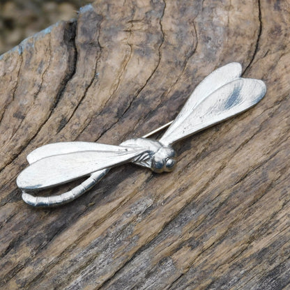 Dragonfly Brooch (Vintage Style), Handcast Pewter, Polished Finish