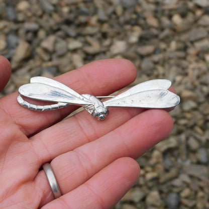 Dragonfly Brooch (Vintage Style), Handcast Pewter, Polished Finish