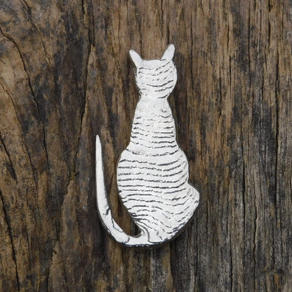 Cat Brooch, (Sitting Design), Handcast Pewter, Polished Finish
