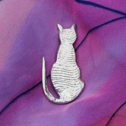 Cat Brooch, (Sitting Design), Handcast Pewter, Polished Finish