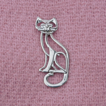 Cat Brooch, (Open Design), Handcast Pewter, Polished Finish