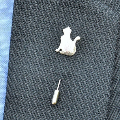Pewter Cat Lapel Pin, Cat Jewellery, Hand Cast in Fine Pewter by William Sturt