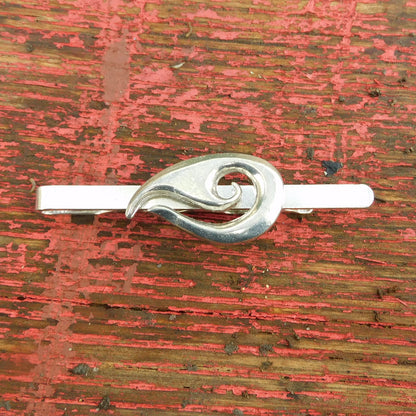 Koru Tie Clip (Maori Spiral Design), Handcast Pewter Tie Clip, Polished Finish