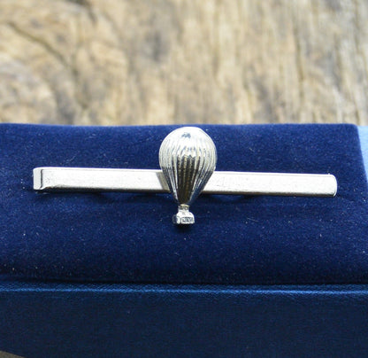 Hot Air Balloon Tie Clip, Handcast Pewter Tie Clip, Polished Finish