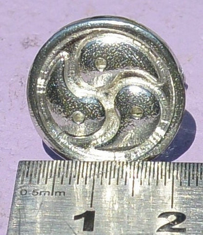 Triskelion Tie Clip, Handcast Pewter Tie Clip, Polished Finish