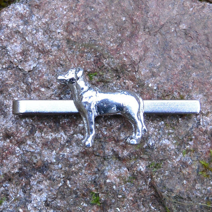 Dog Tie Clip, Handcast Pewter Tie Clip, Polished Finish