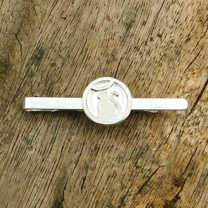 Cat Tie Clip, Handcast Pewter Tie Clip, Polished Finish